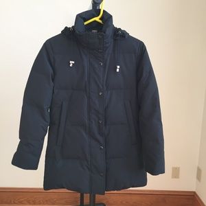 Black Banana Republic puffer coat with hood